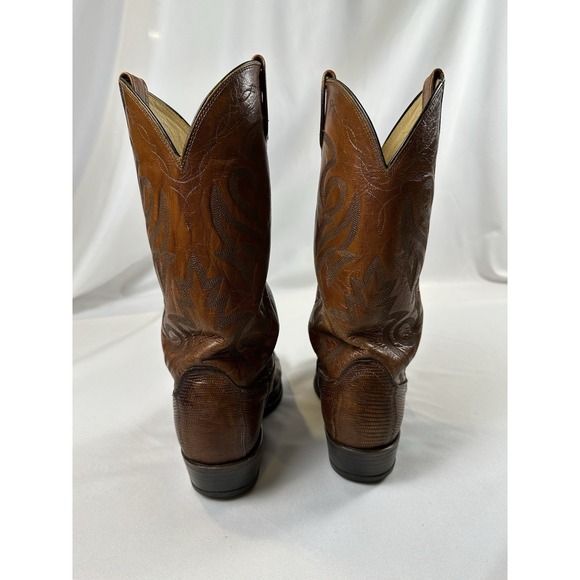 Dan Post Teju Exotic‎ Lizard Leather Western Brown Boots Mens Cowboy Vtg Sz 10D - Picture 6 of 12
